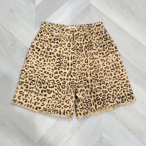 Free people we the free leopard print raw hem high waist short size 26 - Picture 3 of 8